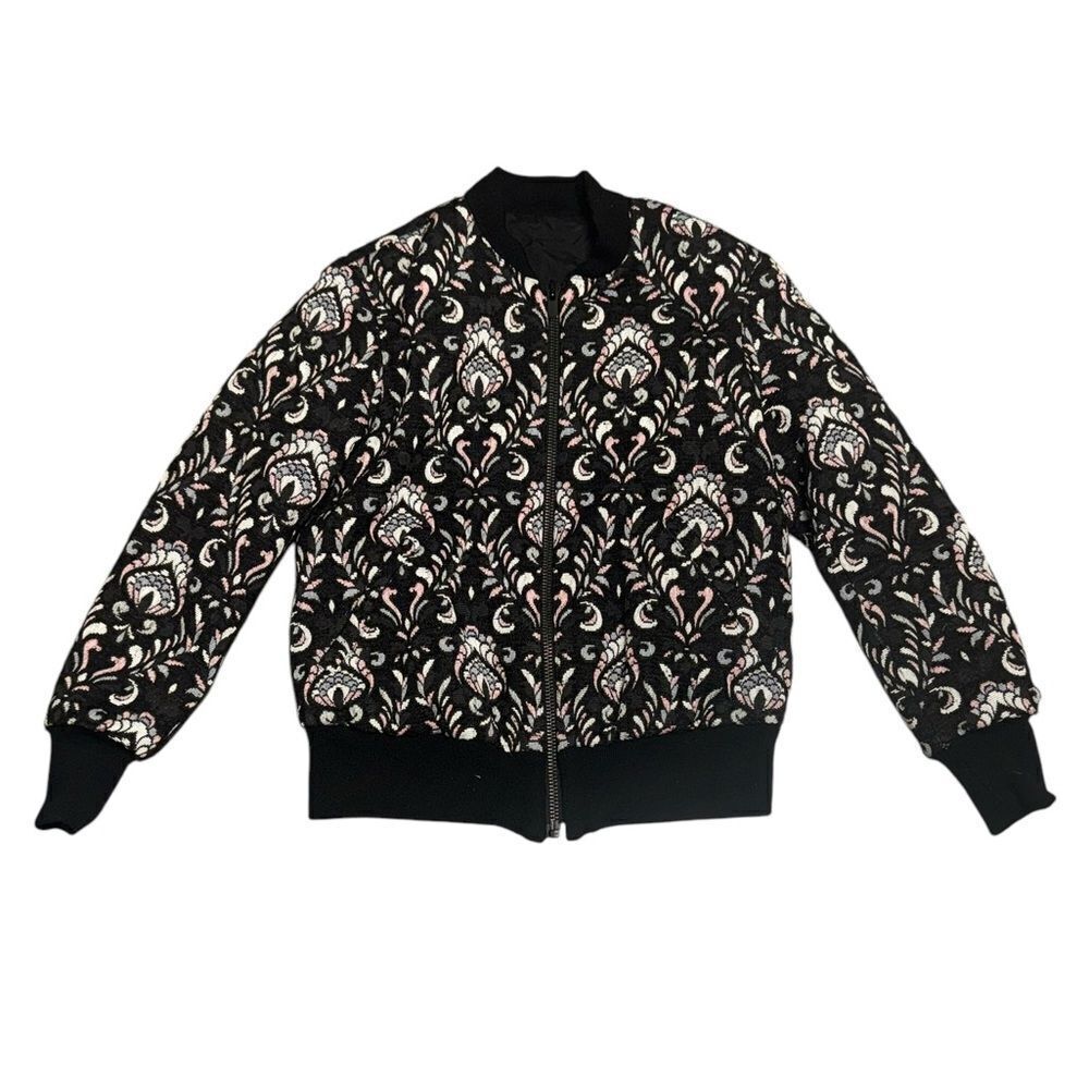 Women’s THE KOOPLES JAQUARD FOILAGE black & white bomber jacket size small